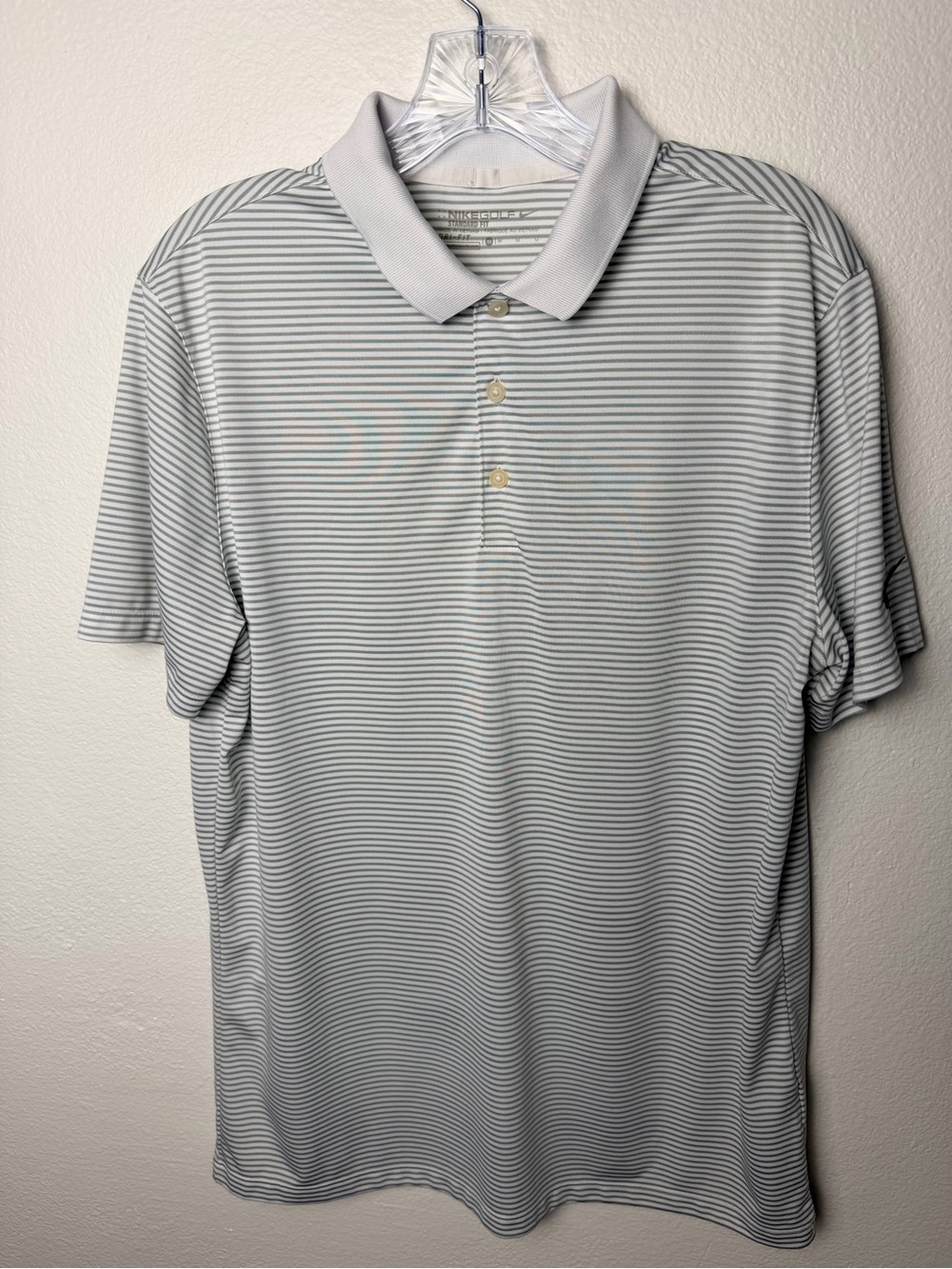 Nike Golf Victory Mini Stripe Polo Men’s M White Gray Dri-FIT 725520-100